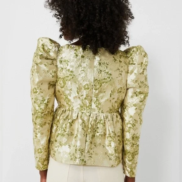 Hyacinth House Green Jacquard Bridgerton Blouse – Size Medium | Brocade NWT - Picture 2 of 14